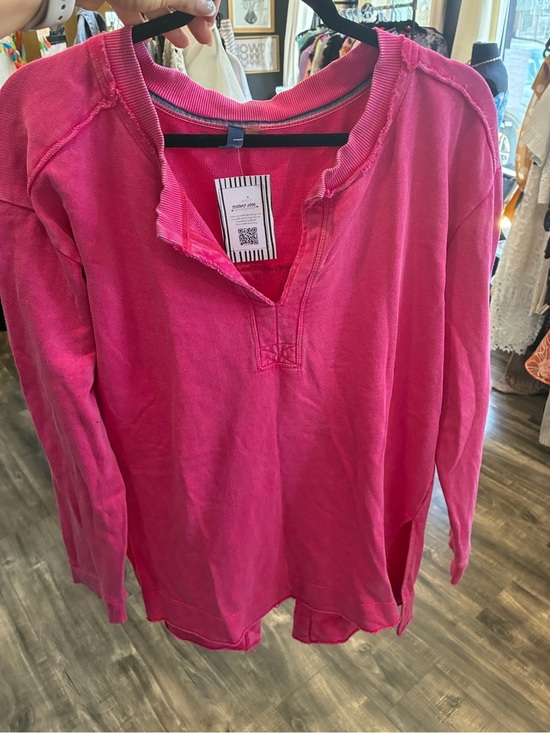 Pilcro Tops - Pilcro Bright Pink Ribbed-Neck Pullover sweatshirt material